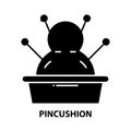 pincushion icon, black vector sign with editable strokes, concept illustration