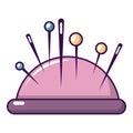 Pincushion icon, cartoon style