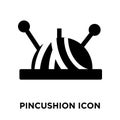 Pincushion icon vector isolated on white background, logo concept of Pincushion sign on transparent background, black filled