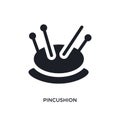 pincushion isolated icon. simple element illustration from sew concept icons. pincushion editable logo sign symbol design on white Royalty Free Stock Photo
