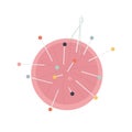 Pincushion with needles icon illustration