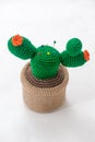 pincushion in the shape of a cactus in a pot. Royalty Free Stock Photo