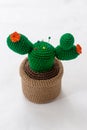 pincushion in the shape of a cactus in a pot. Royalty Free Stock Photo