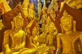 Golden Buddha images of Pindaya cave, Myanmar Royalty Free Stock Photo