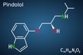 Pindolol molecule. It is nonselective beta adrenergic receptor blocker, used to treat hypertension, edema. Structural chemical