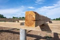 The pine board impregnated with an antiseptic on the frame basis of the house Royalty Free Stock Photo