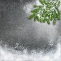 Pine branches snow Christmas holidays winter background Royalty Free Stock Photo