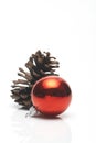 Pine cone Christmas decoration red ball Royalty Free Stock Photo