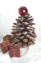 Pine cone Christmas tree and cinnamon sticks.