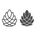 Pine cone line and solid icon, New Year concept, Pinecone sign on white background, Cedar cone icon in outline style for Royalty Free Stock Photo