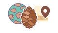 Pine Cone Nature Map Location Pin Icon, vector design Generative AI Royalty Free Stock Photo