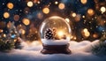 pine cone snow globe highly intricately detailed Christmas Decoration Banner Snowy Pine Cones Royalty Free Stock Photo