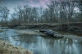 Pine creek grist mill cloudy Cinematic Royalty Free Stock Photo