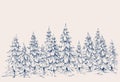 Pine forest hand drawn border