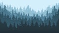 Pine forest landscape. Evergreen spruce tree park view, coniferous forest landscape vector background illustration Royalty Free Stock Photo