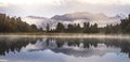 New Zealand lake view refection with morning sunrise sky Royalty Free Stock Photo