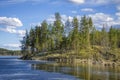 pine forest reflection in the lake in the Salamajarvi National Park, Finland. Royalty Free Stock Photo