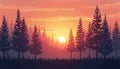 Pine Forest Sunset Royalty Free Stock Photo