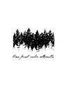 Pine forest vector silhouette .Double exposure trees silhouette background. Royalty Free Stock Photo