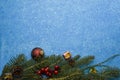 Pine garland blue starry bkgd Royalty Free Stock Photo
