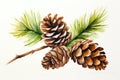 Pine holiday winter cone branch nature fir white tree background green christmas Royalty Free Stock Photo