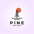 pine logo line art minimalist vector illustration design Royalty Free Stock Photo