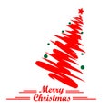 Pine red tree Christmas use line style scrible with lettering marry Christmas