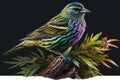 Design of colorful Pine Siskin bird in the Jungle