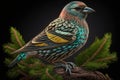 Design of colorful Pine Siskin bird in the Jungle