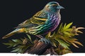 Design of colorful Pine Siskin bird in the Jungle