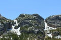 Pine and snow covered mountainside on the Glacier Gorge Trail in Rocky Mountain National Park, Colorado Royalty Free Stock Photo