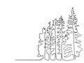 Pine tree continuous line drawing art. simple forest, one line drawing of nature tree vector illustration, line drawing