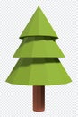 Pine tree 3d render icon. Winter pine tree in a low poly style. Cartoon forest plant. 3D rendering