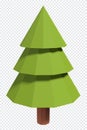 Pine tree 3d render icon. Winter pine tree in a low poly style. Cartoon forest plant. 3D rendering