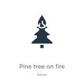 Pine tree on fire icon vector. Trendy flat pine tree on fire icon from nature collection isolated on white background. Vector Royalty Free Stock Photo