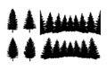 Pine tree forest Clip art silhouettes Royalty Free Stock Photo