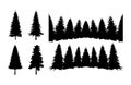 Pine tree forest Clip art silhouettes Royalty Free Stock Photo