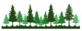 Pine Tree forest Silhouette Clipart set Royalty Free Stock Photo