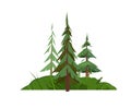 Pine tree. Little natural landscape. Illustration in cartoon style flat design Isolated on white background. Vector Royalty Free Stock Photo