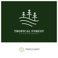 Pine Tree logo design vector template, Tropical forest logo concepts illustration Royalty Free Stock Photo