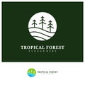 Pine Tree logo design vector template, Tropical forest logo concepts illustration Royalty Free Stock Photo