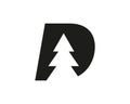 Pine tree Logo. Pine tree Icon. Pine Tree with D letter vector