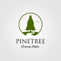 Pine tree logo with river or creek