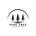 Pine tree logo vector illustration design, river vintage trees, lake , river,