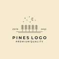 pine tree minimalist logo line art vector symbol illustration design