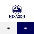 Pine Tree Mountain Hexagon Shield Explore Adventure Holiday Logo