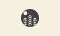 Pine tree  with night moon circle logo vector icon symbol design graphic illustration Royalty Free Stock Photo
