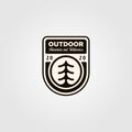 Pine tree outdoor symbol logo vector illustration design, vintage outdoor emblem patch design