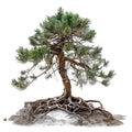 Pine tree with roots isolated on transparent background Royalty Free Stock Photo
