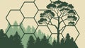 Pine Tree Silhouette in Hexagonal Frame Forest Design, vector design Generative AI Royalty Free Stock Photo